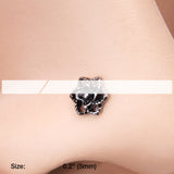 Detail View 2 of Camellia Flower Filigree Icon Nose Stud Ring-Steel