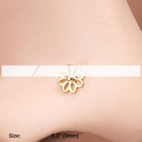 Detail View 2 of Golden Daisy Breeze Flower L-Shaped Nose Ring-Gold