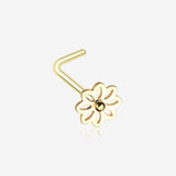 Golden Daisy Breeze Flower L-Shaped Nose Ring