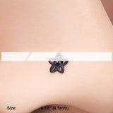 Detail View 2 of Colorline Sweet Violet Flower Nose Stud Ring-Black