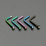 Detail View 2 of Colorline Press Fit Gem Top L-Shaped Nose Ring-Black/Clear