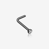 Colorline Press Fit Gem Top L-Shaped Nose Ring-Black/Clear