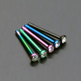 Detail View 2 of Colorline Press Fit Gem Top Nose Stud Ring-Green/Clear