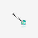 Opal Sparkle Prong Set Nose Stud Ring-Teal