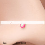 Detail View 2 of Golden Opal Sparkle Prong Set Nose Stud Ring-Pink