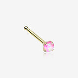 Golden Opal Sparkle Prong Set Nose Stud Ring-Pink