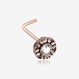 Rose Gold Luna Filigree Sparkle Icon L-Shaped Nose Ring