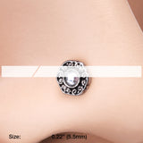Detail View 2 of Luna Ornate Filigree Sparkle Icon Nose Stud Ring-Clear Gem