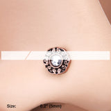 Detail View 2 of Rose Gold Luna Filigree Sparkle Icon Nose Stud Ring-Clear Gem