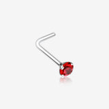 Prong Set Gem Top Steel L-Shaped Nose Ring