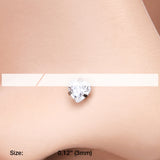 Detail View 2 of Heart Prong Set Gem Top L-Shaped Nose Ring-Clear Gem