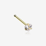 Golden Heart Prong Set Gem Top Nose Stud Ring-Clear Gem