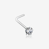 Star Prong Set Gem Top L-Shaped Nose Ring