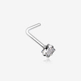 Square Prong Set Gem Top L-Shaped Nose Ring