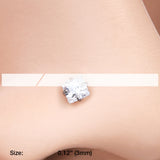 Detail View 2 of Square Prong Set Gem Top L-Shaped Nose Ring-Clear Gem