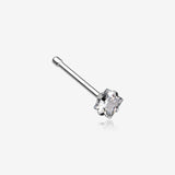 Square Prong Set Gem Top Steel Nose Stud Ring