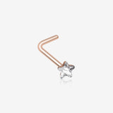 Rose Gold Star Sparkle L-Shaped Nose Ring