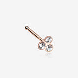 Rose Gold Trinity Gem Nose Stud Ring