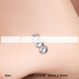 Detail View 2 of Triple Linear Gem Nose Stud Ring-Clear Gem