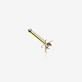 Golden Star Icon Sparkle Nose Stud Ring-Clear Gem
