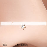 Detail View 2 of Golden Star Icon Sparkle Nose Stud Ring-Clear Gem