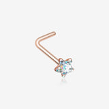 Rose Gold Star Glitter Sparkle L-Shaped Nose Ring