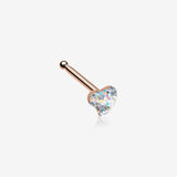 Rose Gold Heart Glitter Sparkle Nose Stud Ring
