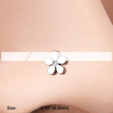 Detail View 2 of Grand Plumeria Nose Stud Ring-Clear Gem