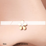 Detail View 2 of Rose Gold Grand Plumeria Nose Stud Ring-Clear Gem