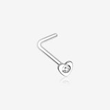Heart Icon Sparkle L-Shaped Nose Ring-Clear Gem