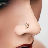 Rose Gold Multi-Gem Flower Sparkle Nose Stud Ring