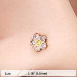 Rose Gold Multi-Gem Flower Sparkle Nose Stud Ring