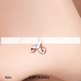 Detail View 2 of Rose Gold Trinity Icon Sparkle Nose Stud Ring-Clear Gem