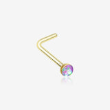 Golden Opal Sparkle L-Shaped Nose Ring