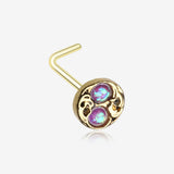 Golden Tao Filigree Opal Sparkle L-Shaped Nose Ring