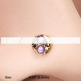 Detail View 2 of Golden Tao Filigree Opal Sparkle Nose Stud Ring-Purple