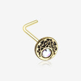 Golden Crescent Legend Sparkle Icon L-Shaped Nose Ring-Aurora Borealis