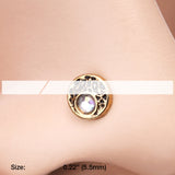 Detail View 2 of Golden Crescent Legend Sparkle Icon L-Shaped Nose Ring-Aurora Borealis