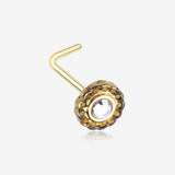 Golden Freya Flower Filigree Sparkle Icon L-Shaped Nose Ring-Aurora Borealis