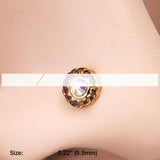 Detail View 2 of Golden Freya Flower Filigree Sparkle Icon L-Shaped Nose Ring-Aurora Borealis