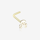 Golden Pirate Skull L-Shaped Nose Ring
