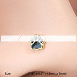 Detail View 2 of Golden Adorable Paw Print L-Shaped Nose Ring-Gold