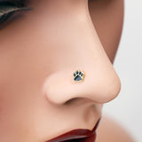 Detail View 1 of Golden Adorable Paw Print L-Shaped Nose Ring-Gold