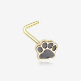 Golden Adorable Paw Print L-Shaped Nose Ring