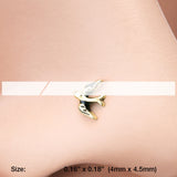 Detail View 2 of Golden Dainty Swallow Bird L-Shaped Nose Ring-Gold
