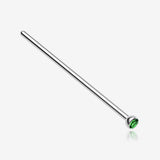Press Fit Gem Top Steel Fishtail Nose Stud Ring-Green