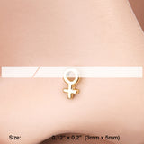 Detail View 2 of Golden Classic Female Symbol L-Shaped Nose Ring-Gold