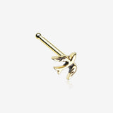 Golden Dainty Swallow Bird Nose Stud Ring-Gold