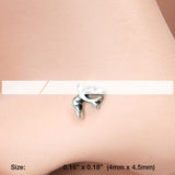 Detail View 2 of Dainty Swallow Bird Nose Stud Ring-Steel