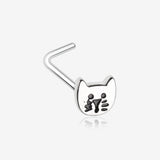 Adorable Kitty Cat L-Shaped Nose Ring-Steel